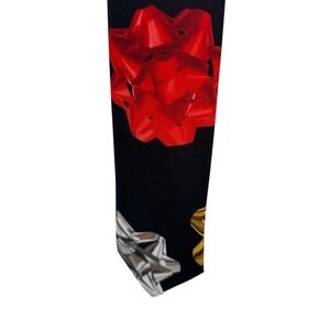 Holiday Time Mens Tie Christmas Gift Bows Necktie Black Festive Holiday Party
